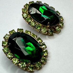 50’S Modernist Green Faceted Large Crystal w Peridot Small
